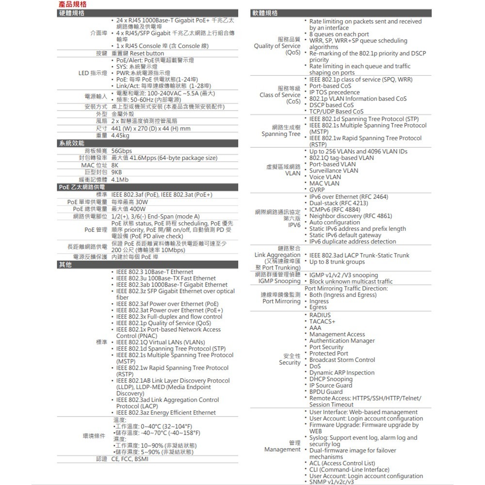 昌運監視器 EDIMAX 訊舟 GS-5424PLC V2 28埠 Gigabit 智慧型網路管理交換器MIT-細節圖4