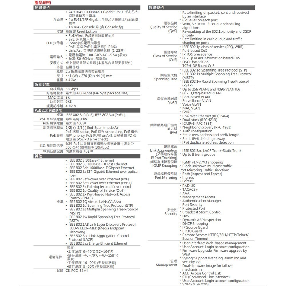 昌運監視器 EDIMAX 訊舟 GS-5424PLC V2 (MIT) 28埠 Gigabit 智慧型網路管理交換器-細節圖4