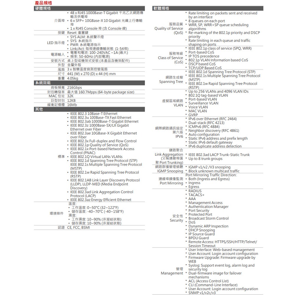 昌運監視器 EDIMAX 訊舟 GS-5654LX 54埠 Gigabit 智慧型網路管理交換器MIT-細節圖4