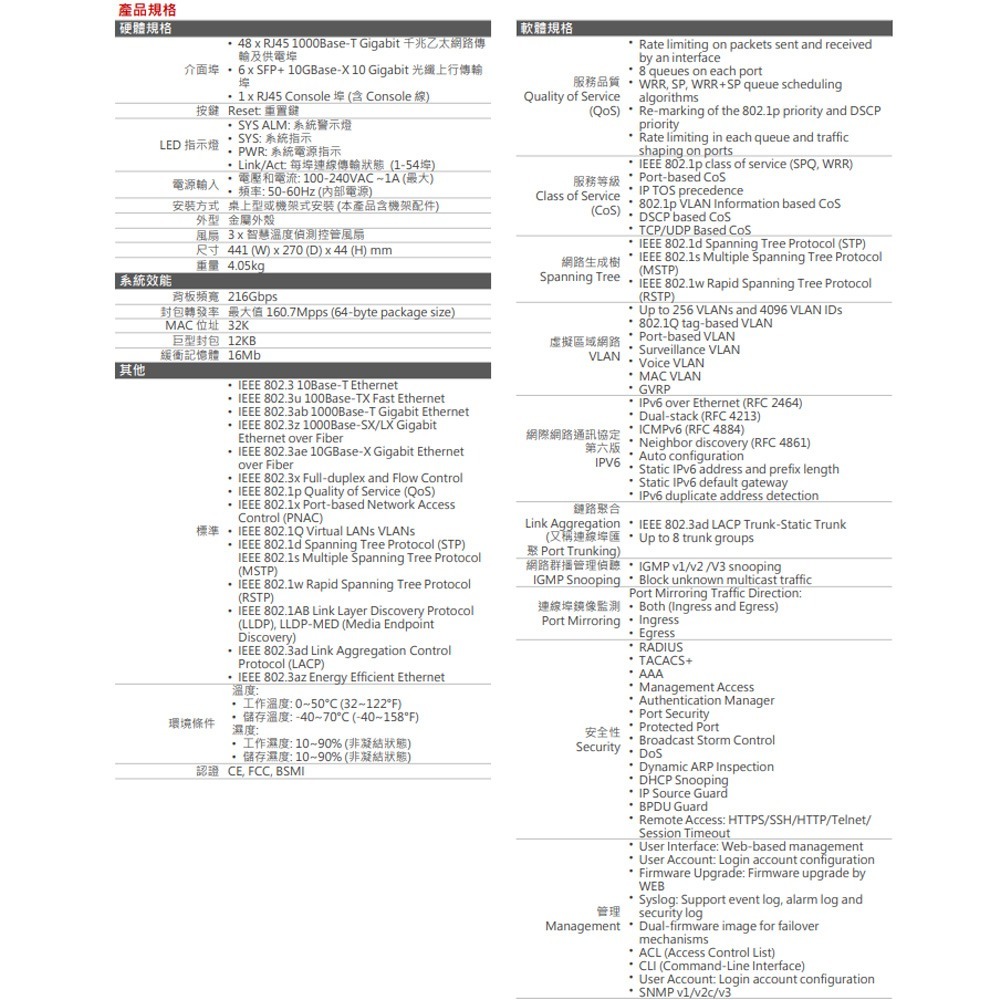 昌運監視器 EDIMAX 訊舟 GS-5654LX (MIT) 54埠 Gigabit 智慧型網路管理交換器-細節圖4