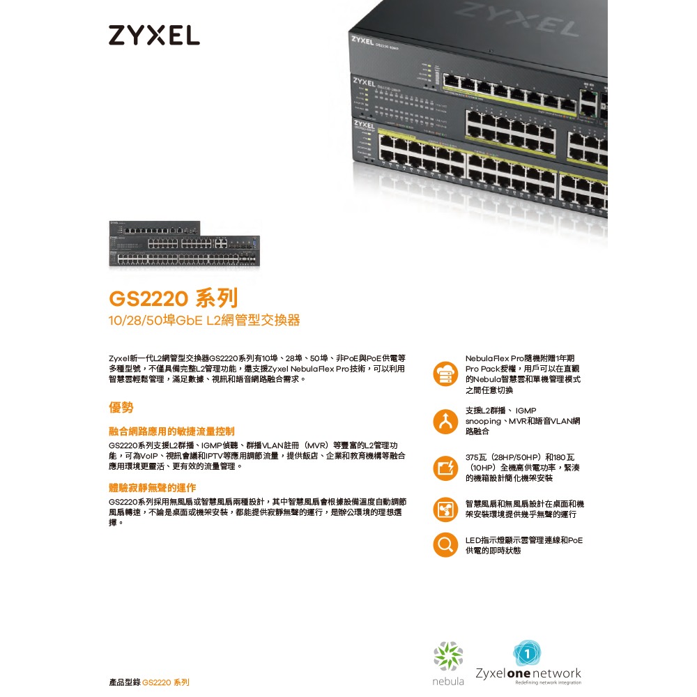 昌運監視器 ZYXEL 合勤 GS2220-50 48埠GbE L2交換器 含GbE上行介面100/1000 Mbps-細節圖2