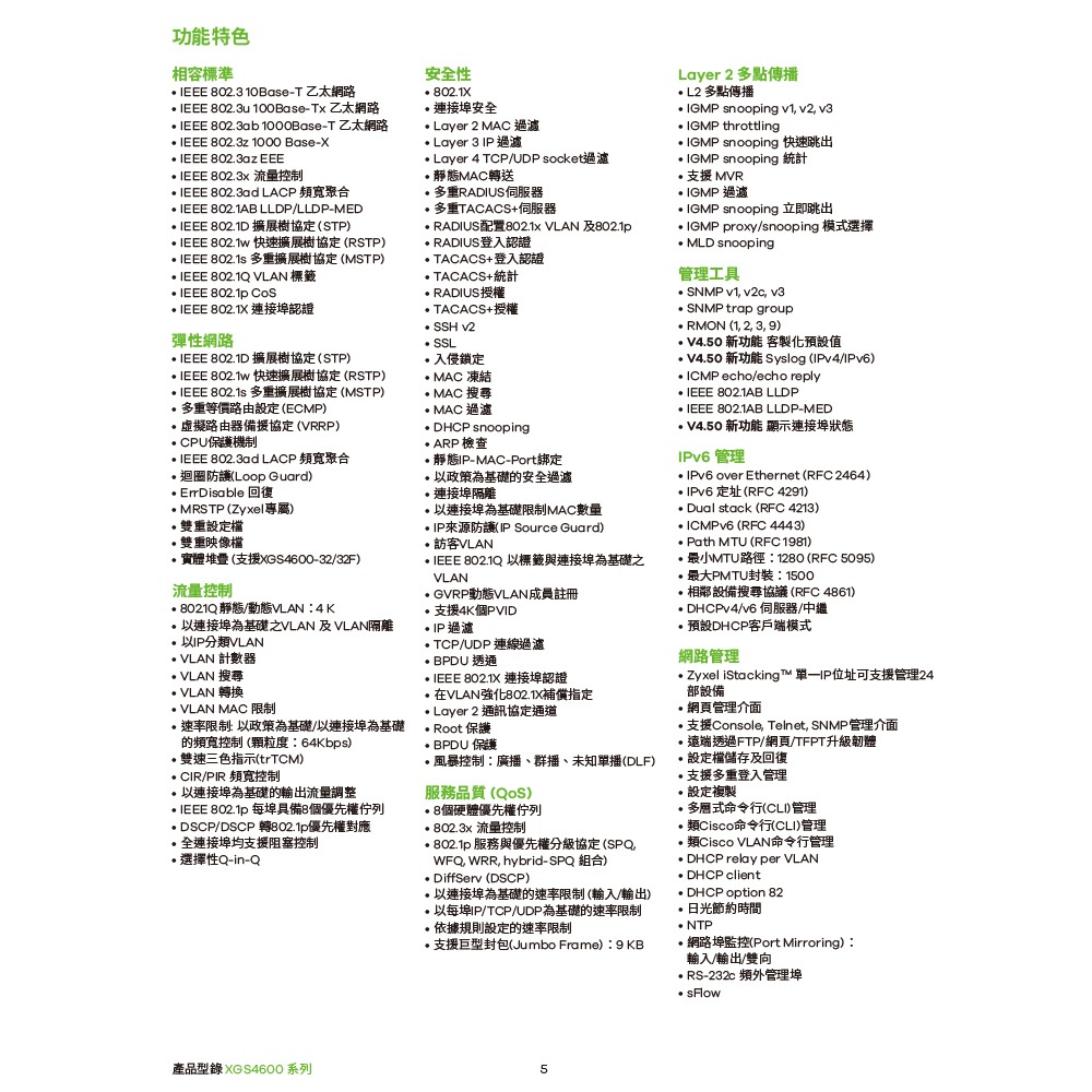 昌運監視器 ZYXEL 合勤 XGS4600-32 28埠GbE L3網管型交換器4埠SFP+ 100/1000Mbp-細節圖6