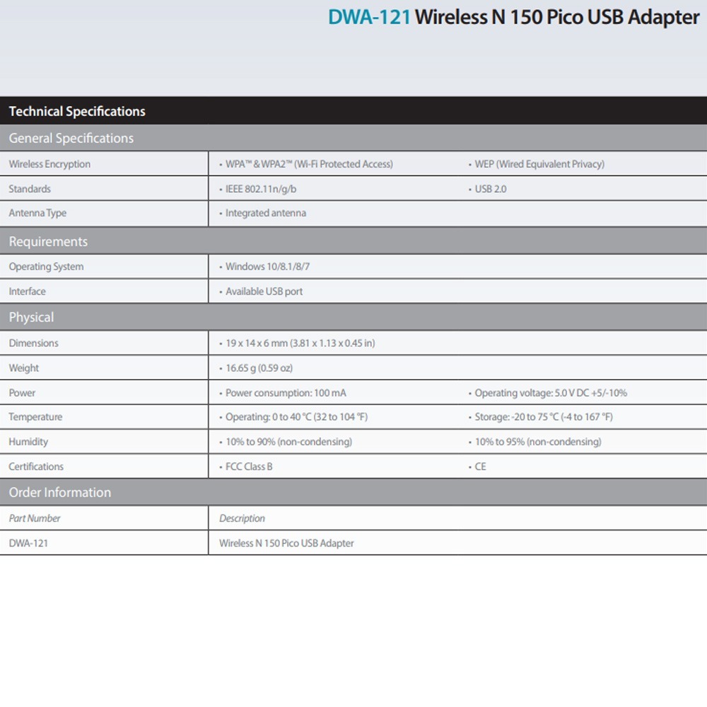 昌運監視器 D-LINK 友訊 DWA-121 Wireless N 150 Pico USB無線網路卡-細節圖2