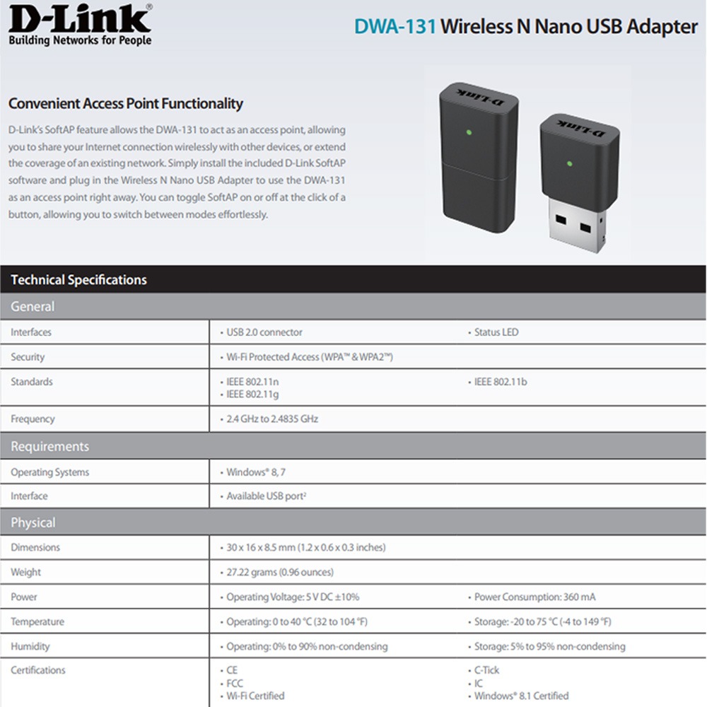 昌運監視器 D-LINK 友訊 DWA-131 Wireless N NANO USB 無線網路卡-細節圖2