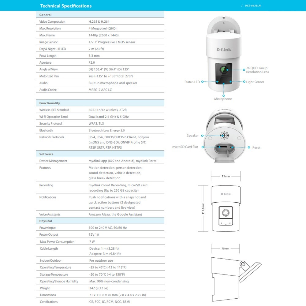 昌運監視器 D-LINK 友訊 DCS-8635LH 400萬畫素 QHD 旋轉式戶外無線網路攝影機-細節圖3