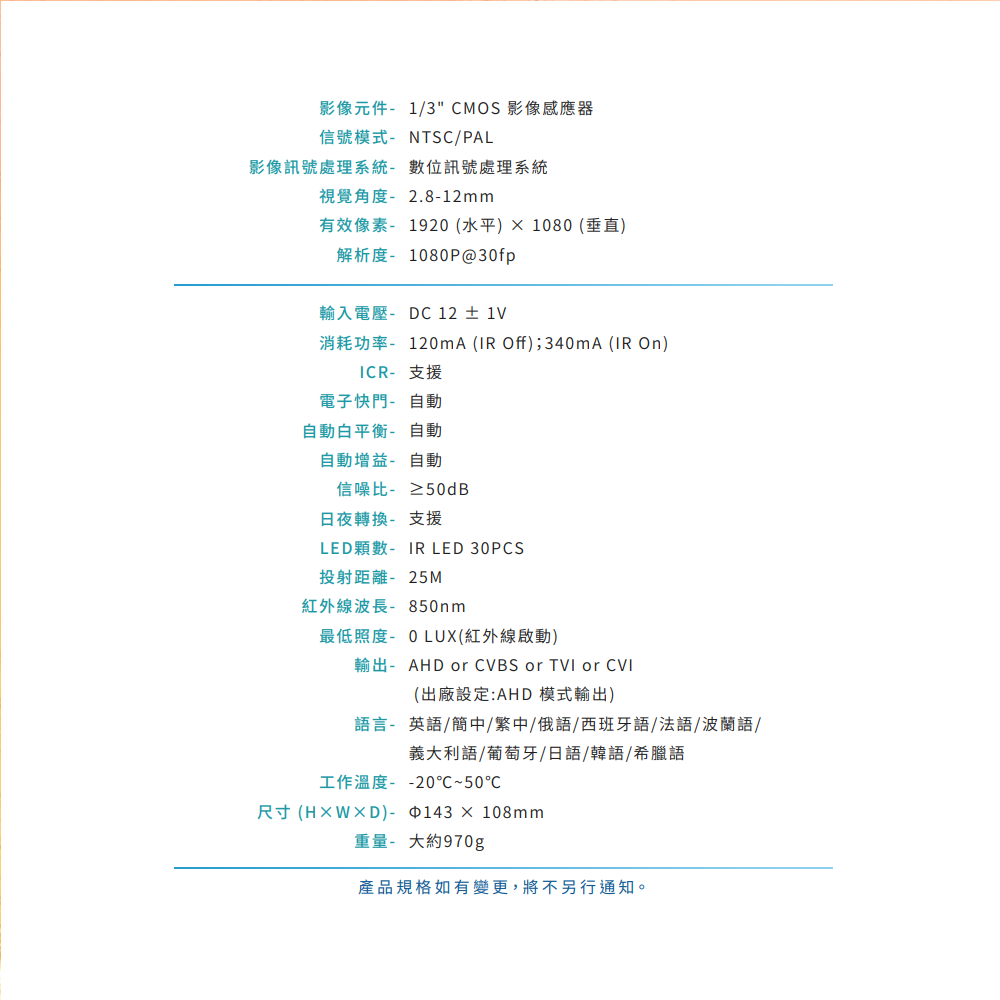 昌運監視器 VACRON VCF-5757HD 200萬畫素 AHD紅外線攝影機  請來電洽詢-細節圖2