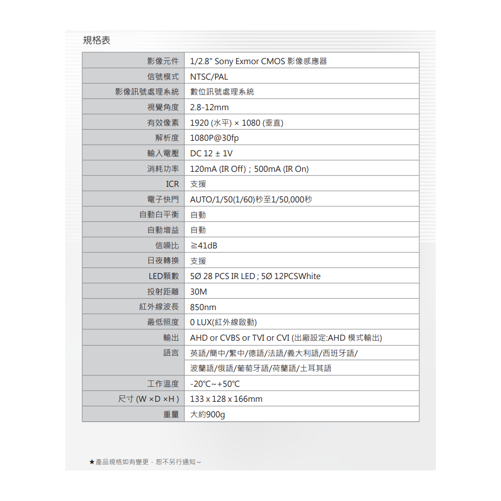 昌運監視器 VACRON VCN-S59LS42HD 200萬畫素 AHD夜視全彩攝影機 請來電洽詢-細節圖2