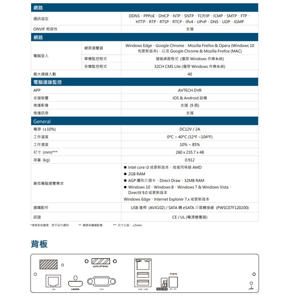 昌運監視器 AVTECH 陞泰 DGH1107BX-U1 9路 NVR 網路型錄影主機 4K影像輸出-細節圖3