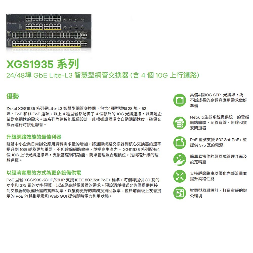 昌運監視器 ZYXEL 合勤 XGS1935-28HP 24埠 GbE PoE Lite-L3 智慧型網管交換器-細節圖2