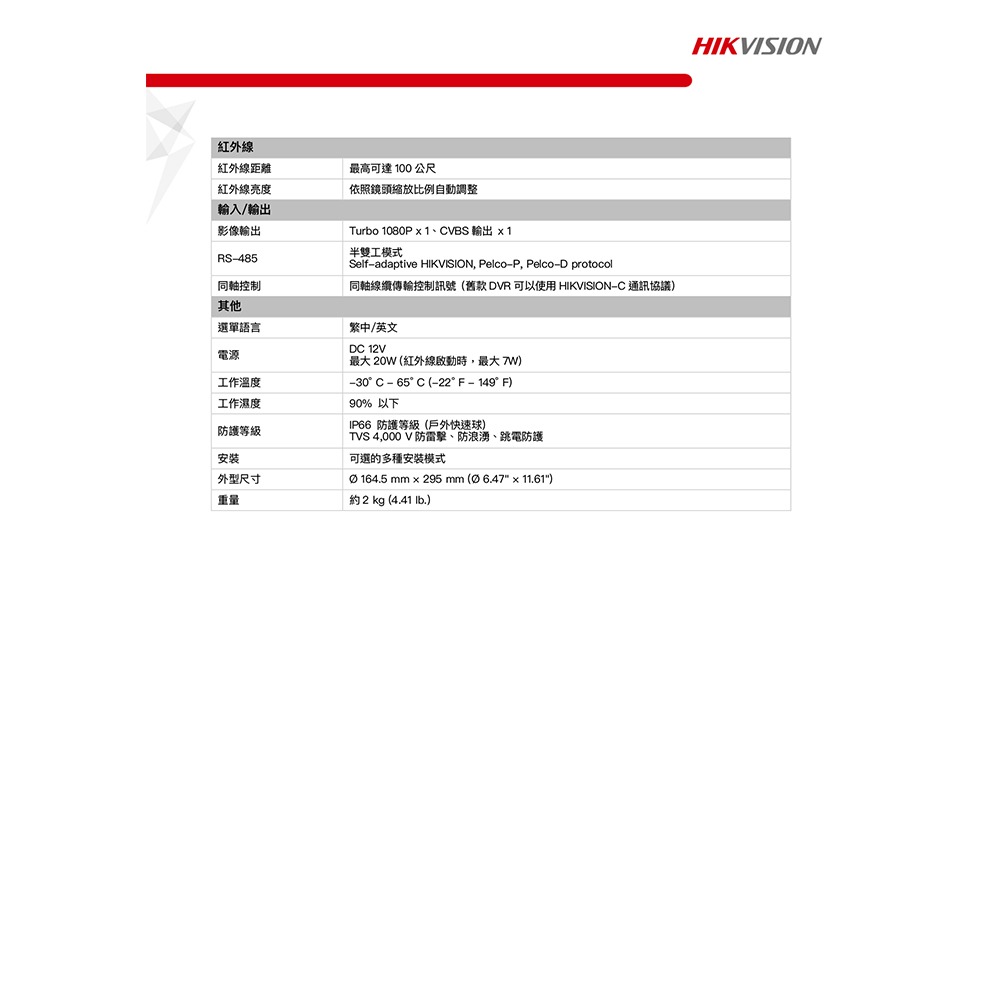 昌運監視器 海康 DS-2AE4225TI-D 200萬 紅外線快速球 25倍光學變焦球型攝影機 紅外線100M-細節圖4