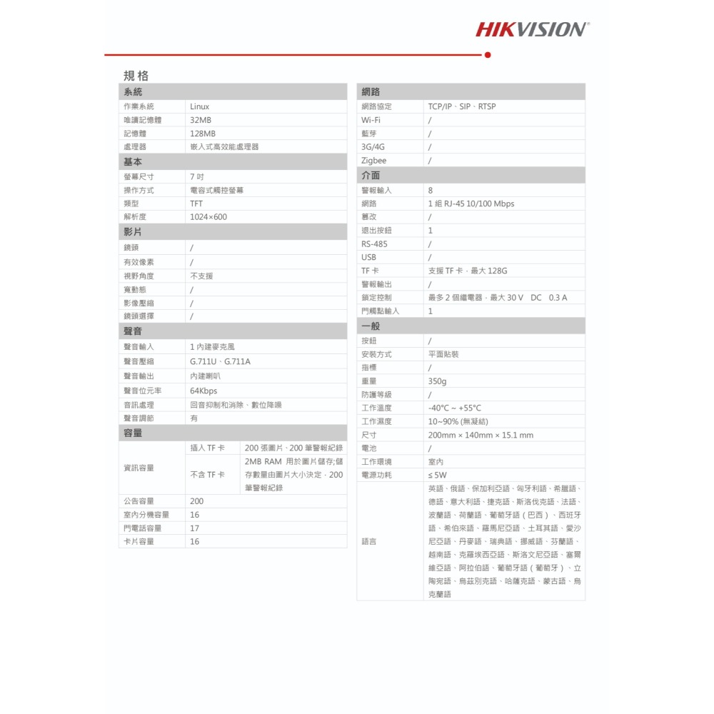 昌運監視器 海康 DS-KH6320-TE1 7吋觸控式保全影像網路室內機 手機控制 語音留言 電梯門禁控制-細節圖3
