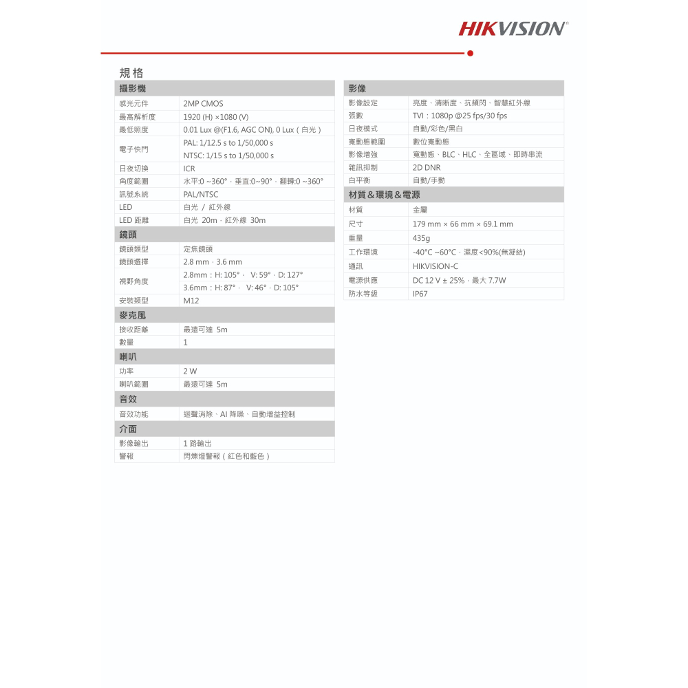 昌運監視器 海康專業監視器套裝 安心方案 手機雙向對講 智慧雙光 1台攝影機＋1台主機＋1顆2TB硬碟-細節圖9