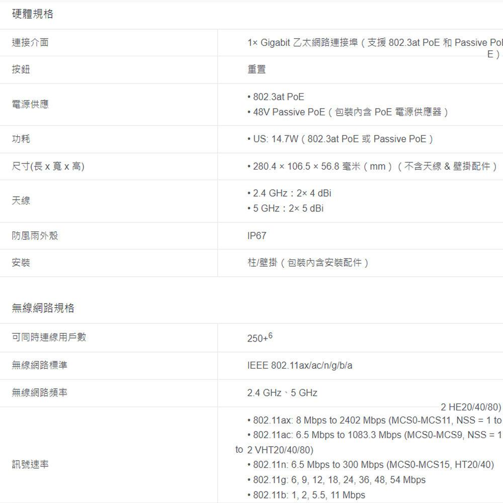 TP-LINK 昌運監視器 Omada EAP650-Outdoor AX3000 室內/戶外型 Wi-Fi6 基地台-細節圖3