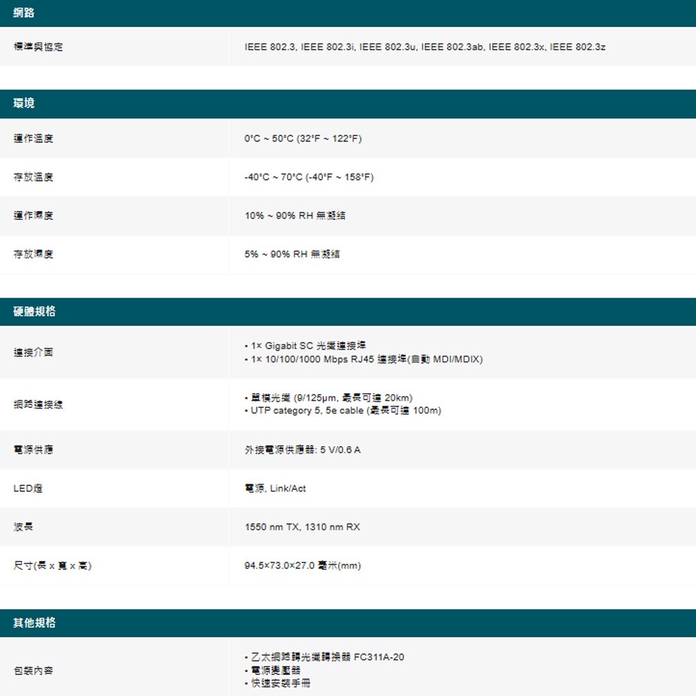 TP-LINK 昌運監視器 FC311A-20(TL-FC311A-20) Omada WDM 乙太網路轉光纖轉換器-細節圖2