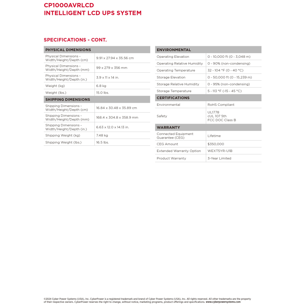 昌運監視器 CyberPower CP1000AVRLCD 1KVA 在線互動式UPS不斷電系統-細節圖4