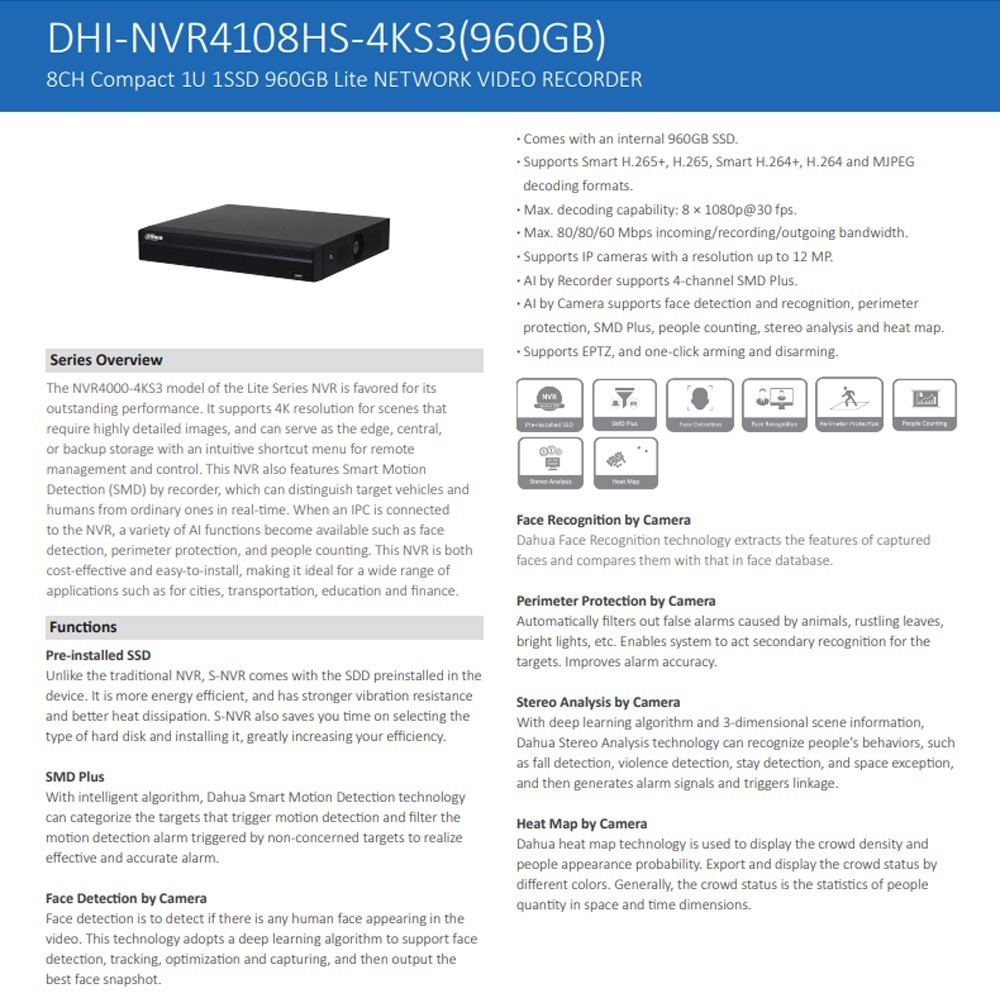 昌運監視器 大華 DHI-NVR4108HS-4KS3 8路 4k NVR監控主機-細節圖2