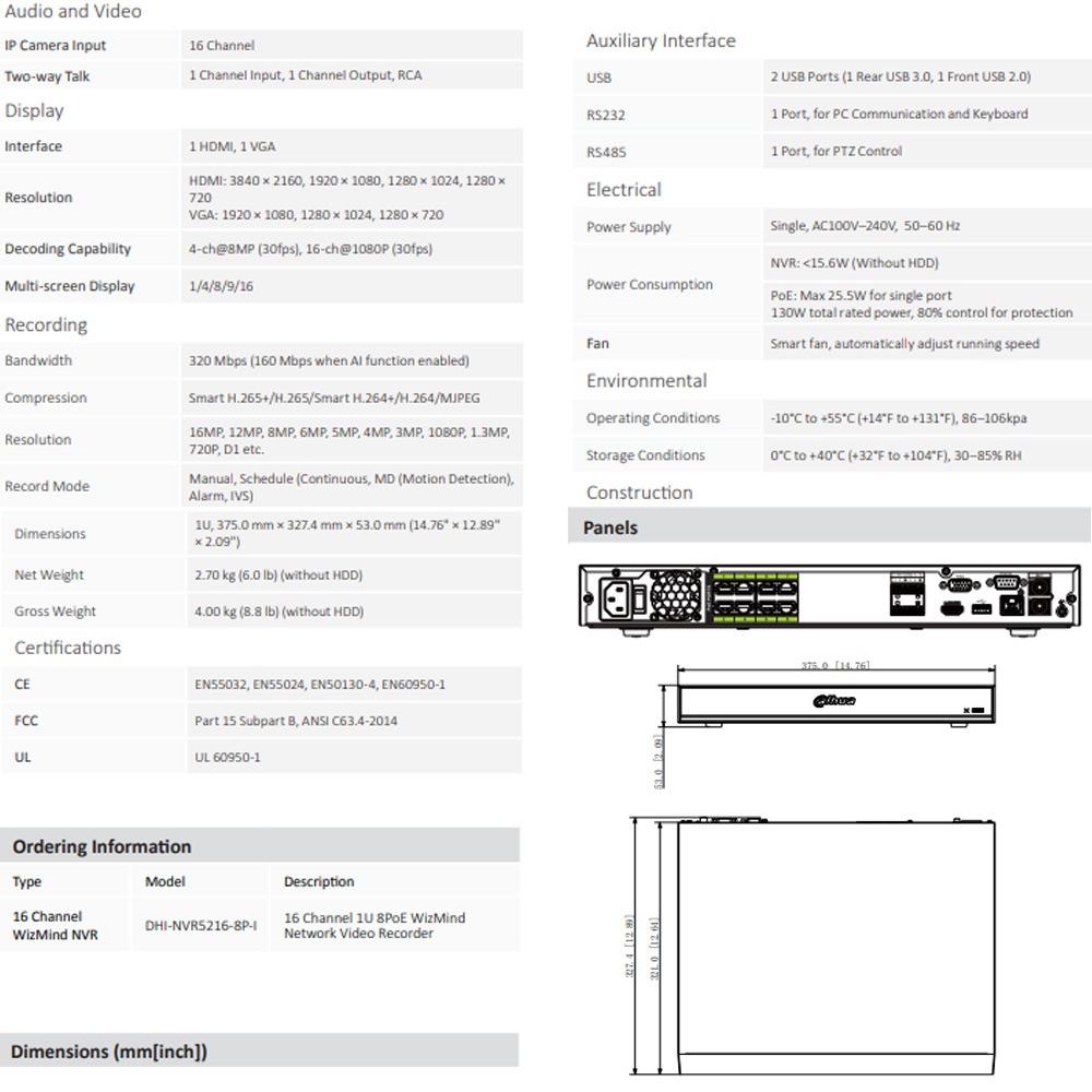 昌運監視器 大華 DHI-NVR5216-8P-EI 16路 2HDD 1U 網路錄影主機-細節圖4