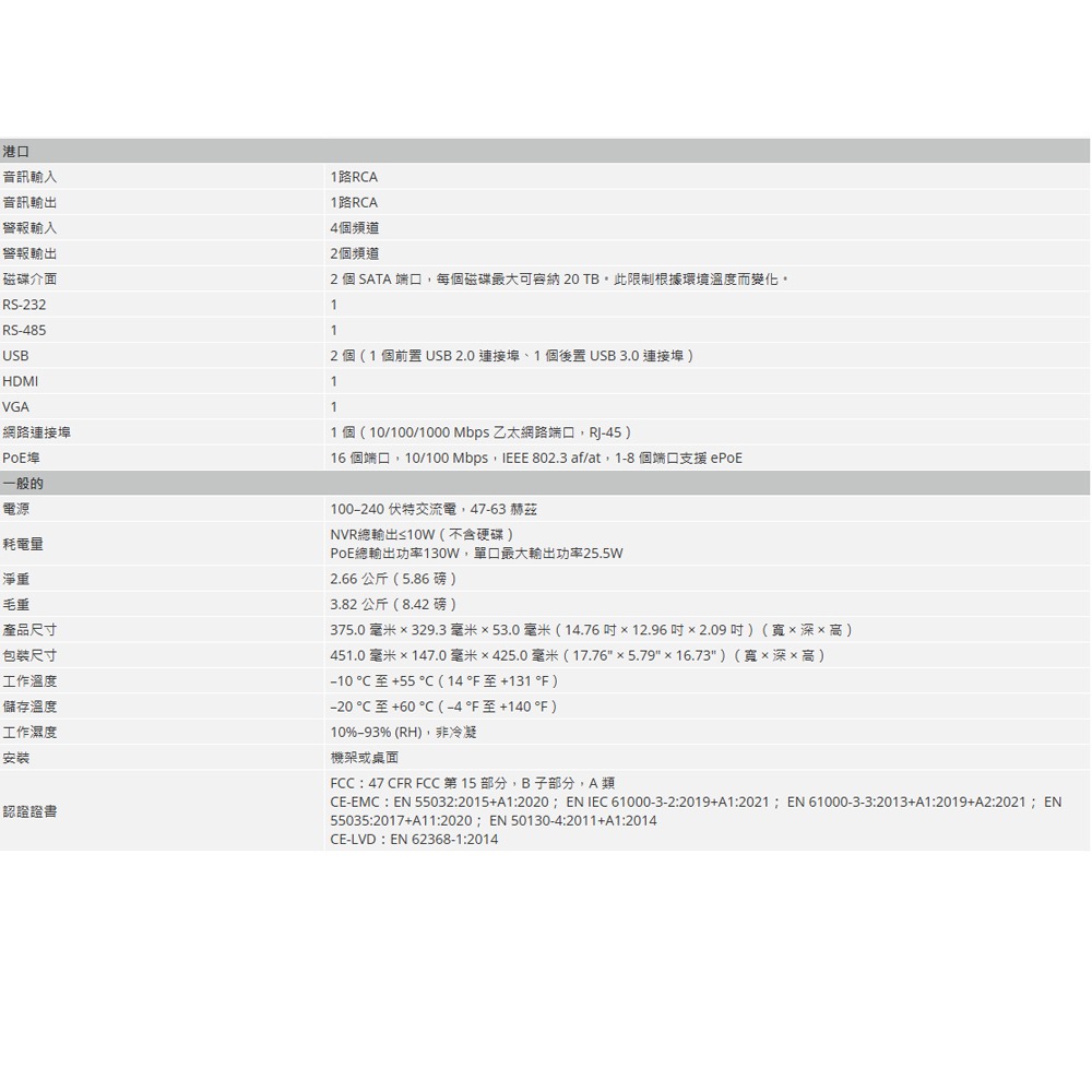 昌運監視器 大華 DHI-NVR5232-16P-EI   32 路 2HDD 1U 網路錄影機 監控主機-細節圖4