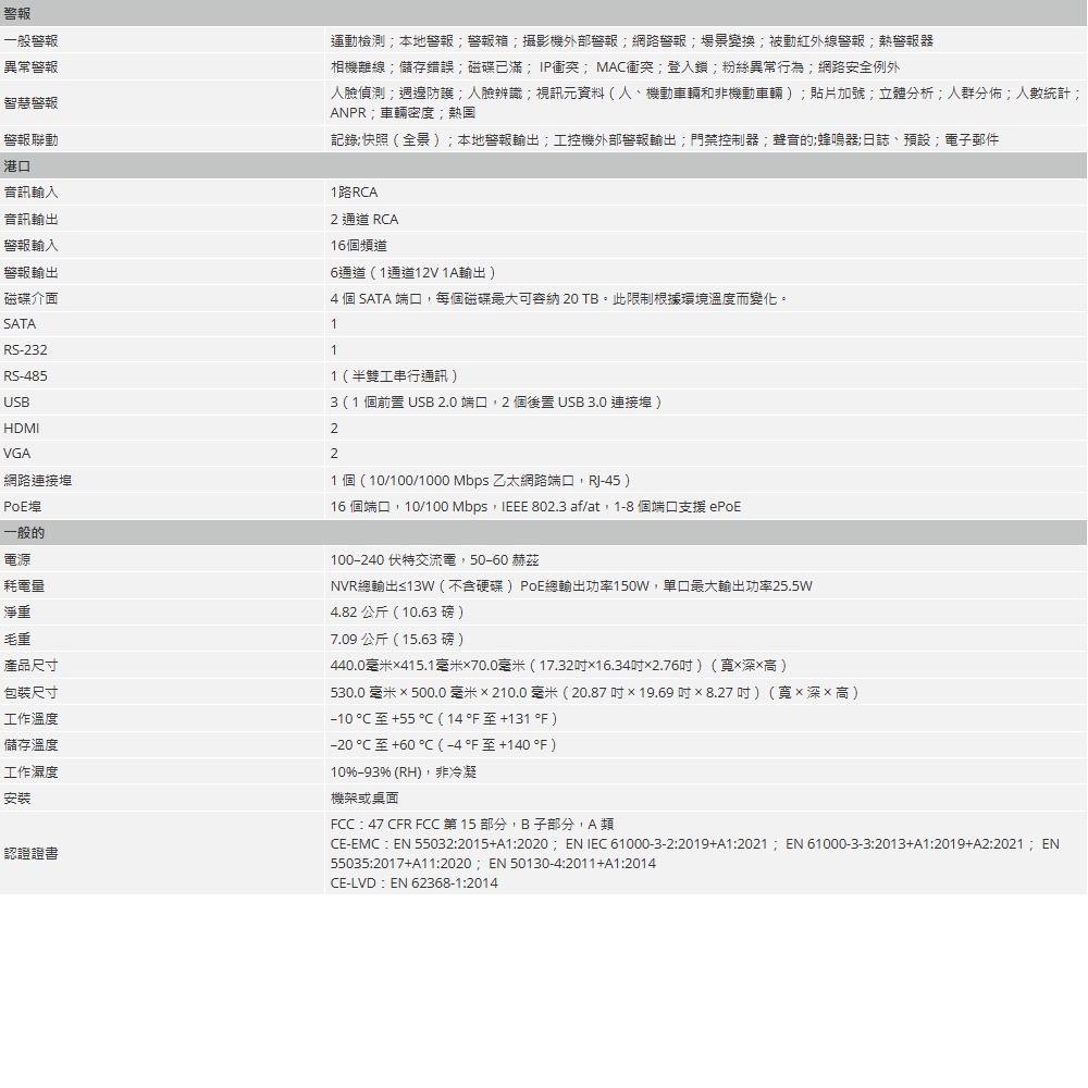 昌運監視器 大華 DHI-NVR5416-16P-EI 16 路 4HDD 1.5U 網路錄影機 監控主機-細節圖4