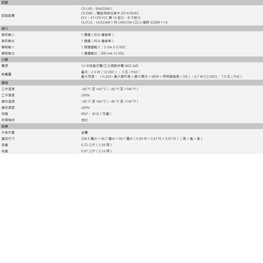 昌運監視器 大華 IPC-HFW2549T-AS-IL 智慧型雙光定焦子彈型 WizSense 網路攝影機-細節圖4