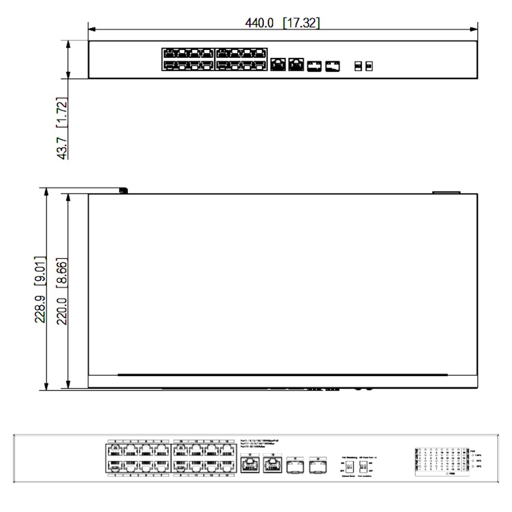 昌運監視器 大華 S3220-16GT-240 16埠 Gigabit 非網管型PoE交換器-細節圖3
