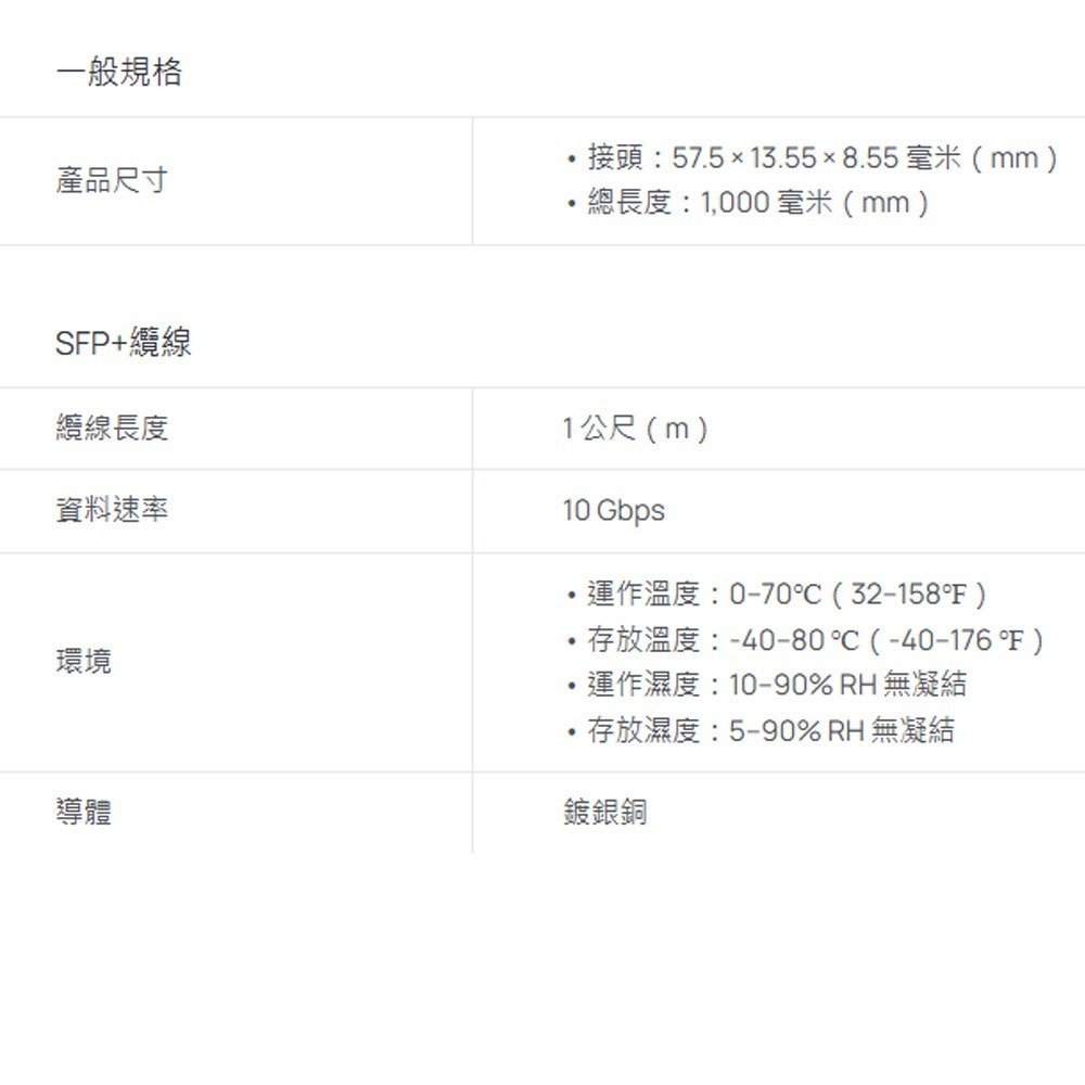 TP-LINK 昌運監視器 TL-SM5220-1M Omada 1 公尺 10G SFP+ DAC 直連電纜-細節圖2