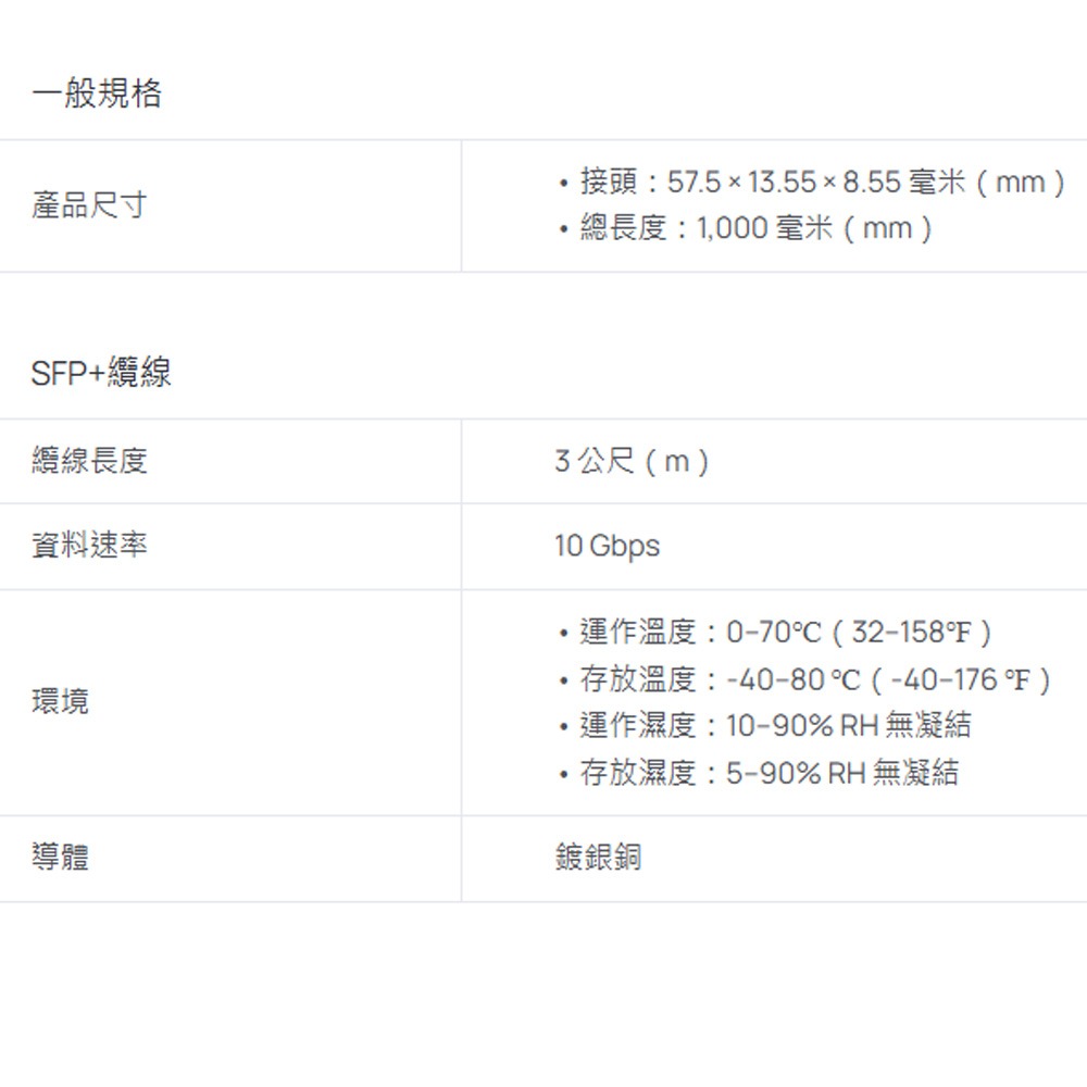 TP-LINK 昌運監視器 TL-SM5220-3M Omada 3 公尺 10G SFP+ DAC 直連電纜-細節圖2