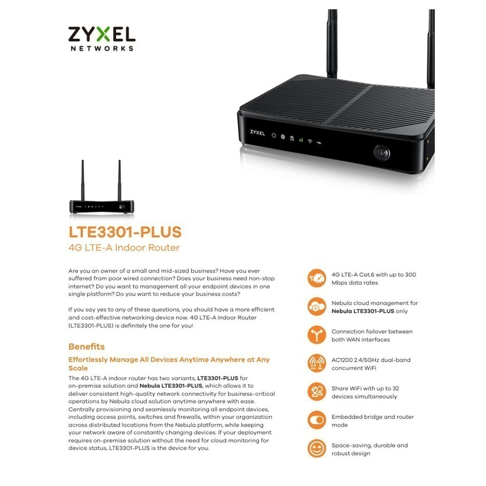 昌運監視器 ZYXEL合勤 LTE3301-PLUS 雲端管理 4G LTE-A 室內型路由器-細節圖5