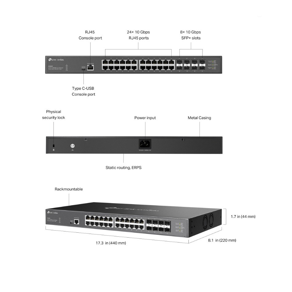 TP-LINK 昌運監視器 SX3832 Omada 24埠 10GBASE-T L2+管理型交換器-細節圖2