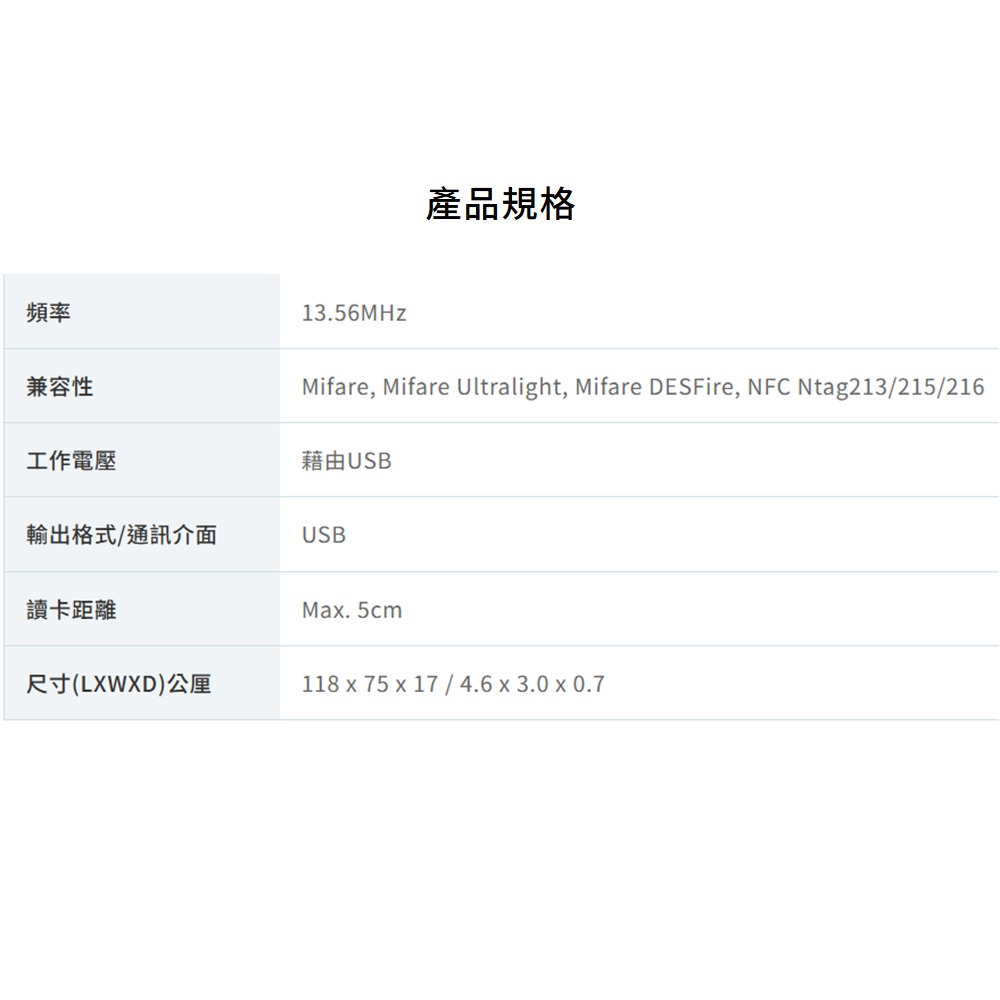 昌運監視器 PONGEE Pegasus PUA-310PA RFID桌上型USB讀卡機-細節圖5