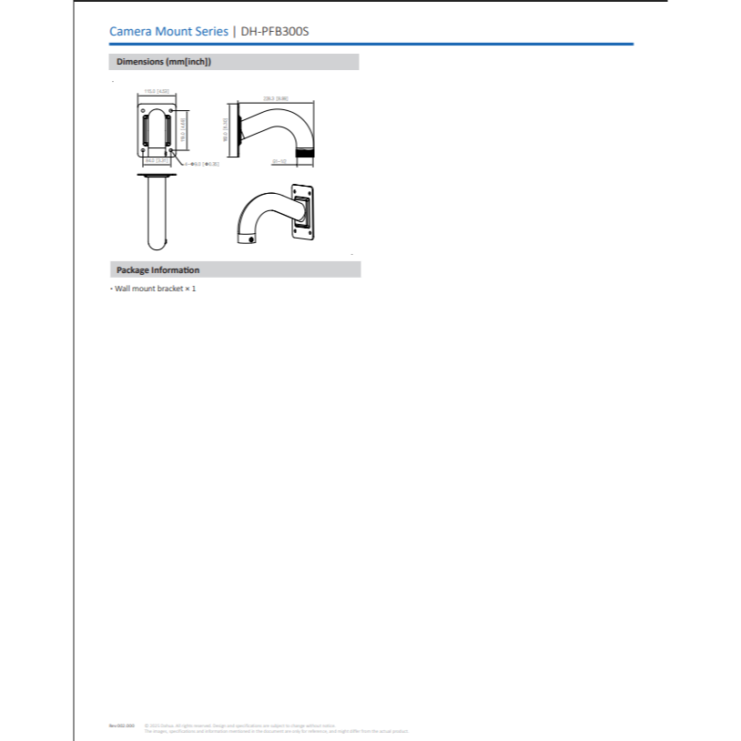昌運監視器 大華 DH-PFB300S 鋁合金壁掛式支架-細節圖3