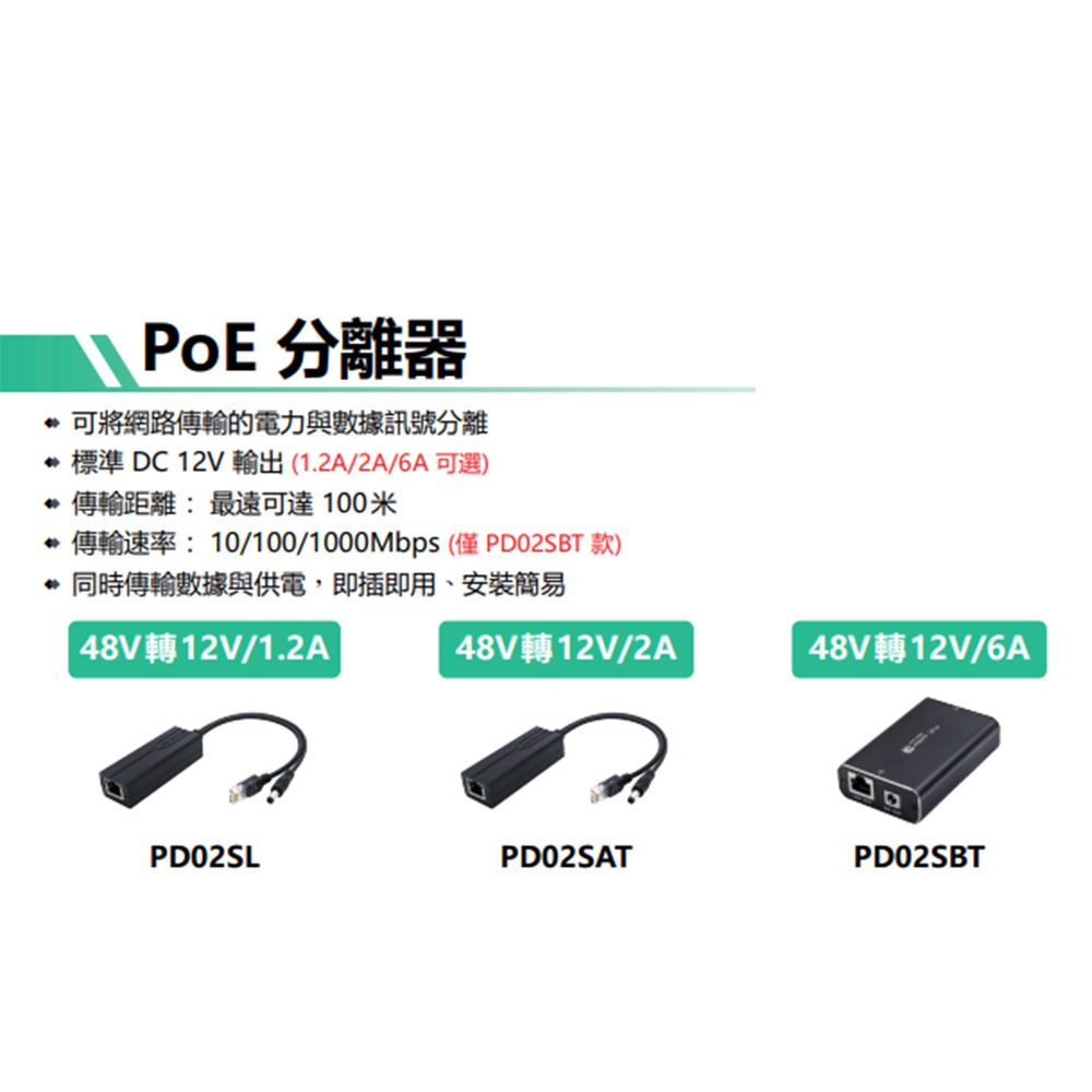 昌運監視器 PD02SBT PoE供電分離器-細節圖3