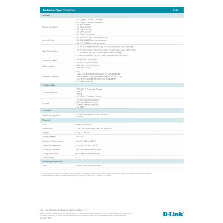 昌運監視器 D-LINK 友訊 G530 5G NR AX3000 Wi-Fi 6 無線路由器 G530-細節圖4