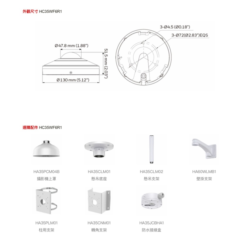 昌運監視器 Honeywell HC35WF6R1 6M紅外線魚眼網路攝影機(請來電洽詢)-細節圖5