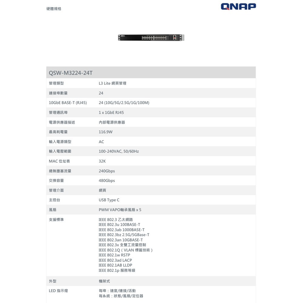 昌運監視器 QNAP 威聯通 QSW-M3224-24T 24埠 L3 Lite 網管型交換器-細節圖2