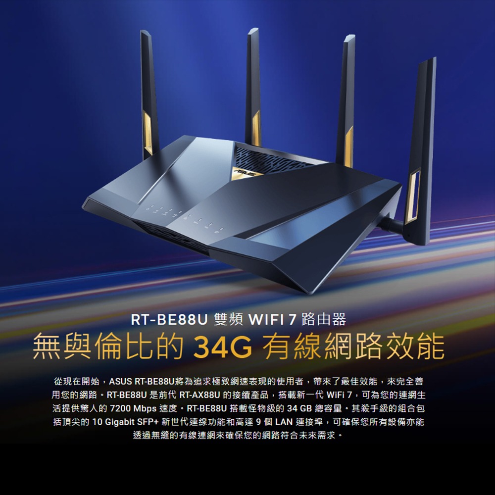 昌運監視器 ASUS華碩 RT-BE88U BE7200 WiFi 7 AiMesh 雙頻電競路由器-細節圖2