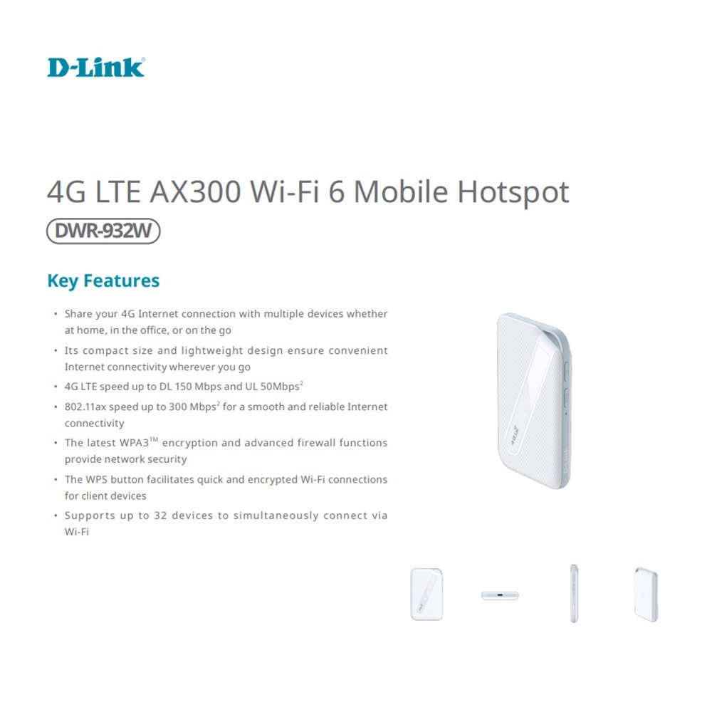 昌運監視器 D-LINK 友訊 DWR-932W 4G LTE AX300 Wi-Fi 6 無線網路分享器 路由器-細節圖4