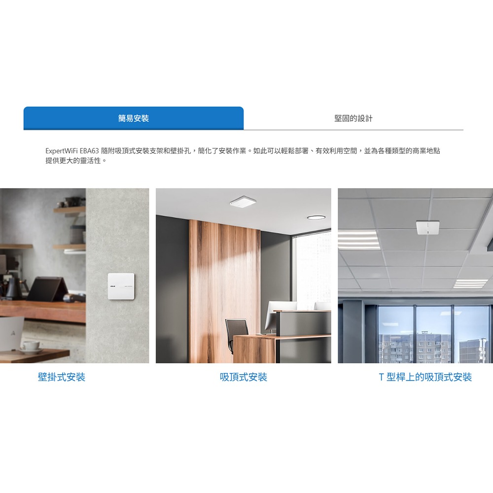 昌運監視器 ASUS華碩 ExpertWiFi EBA63 AX3000 雙頻 WiFi 6 PoE AP 路由器-細節圖4