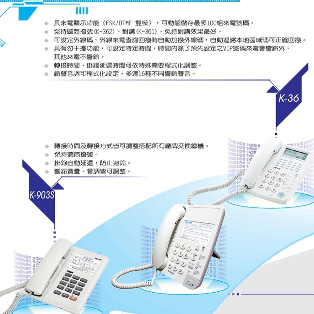 昌運監視器 國洋 TENTEL K-362 多功能來電顯示電話 - 智慧熱線功能-細節圖3