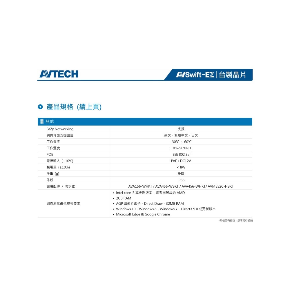 昌運監視器 AVTECH陞泰 DGM2643SVT 200萬畫素 電動變焦紅外線槍型網路攝影機-細節圖4