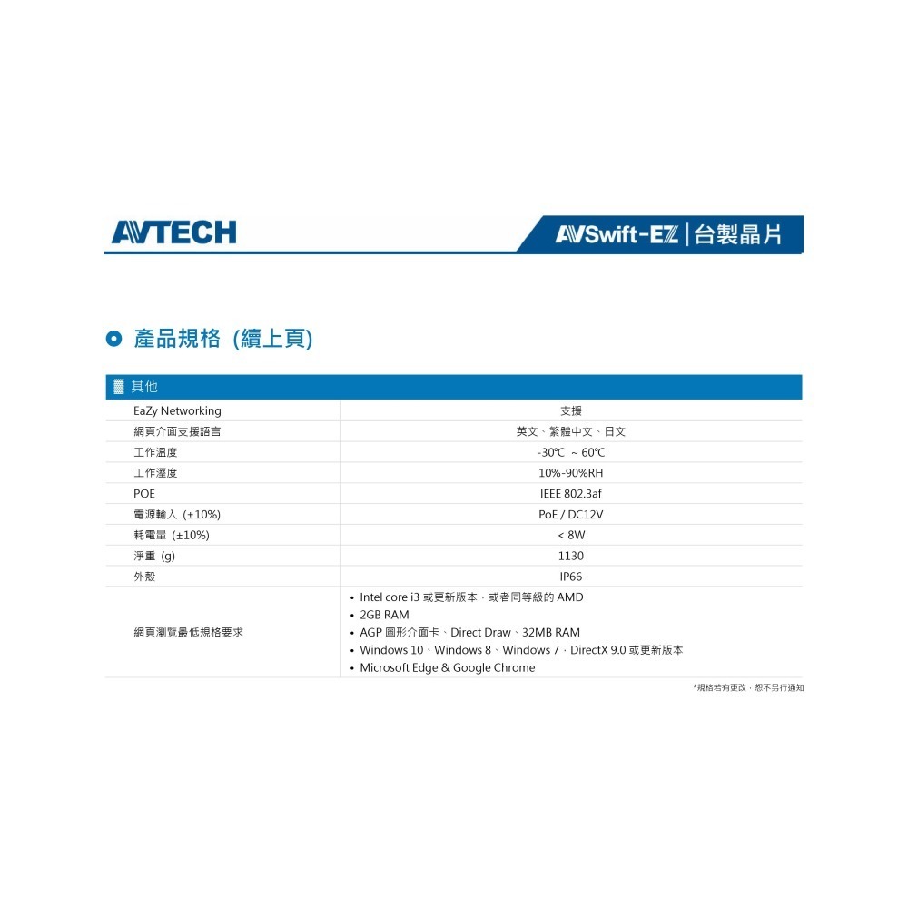 昌運監視器 AVTECH陞泰 DGM2743SVT 200萬畫素 電動變焦防護罩型紅外線網路攝影機 星光級夜視功能-細節圖4