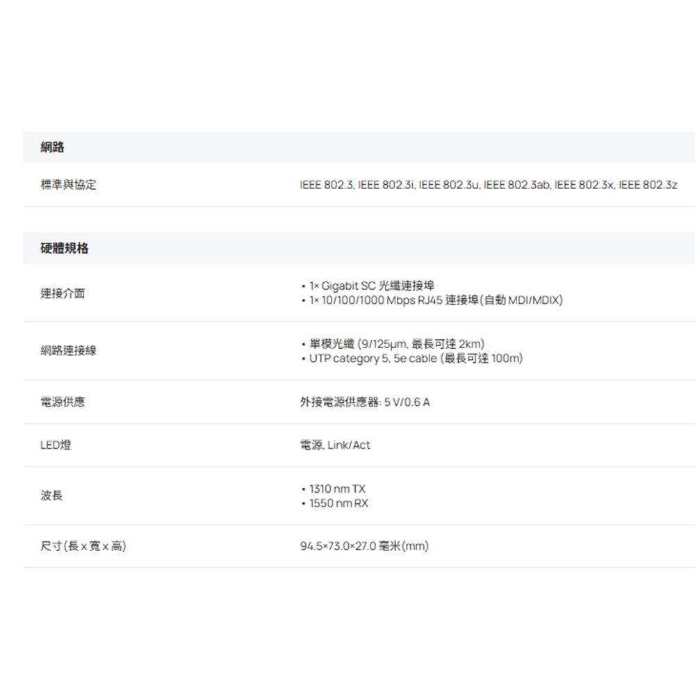 TP-LINK 昌運監視器 FC311B-2 Omada Gigabit WDM 乙太網路轉光纖轉換器(單模單芯)-細節圖2
