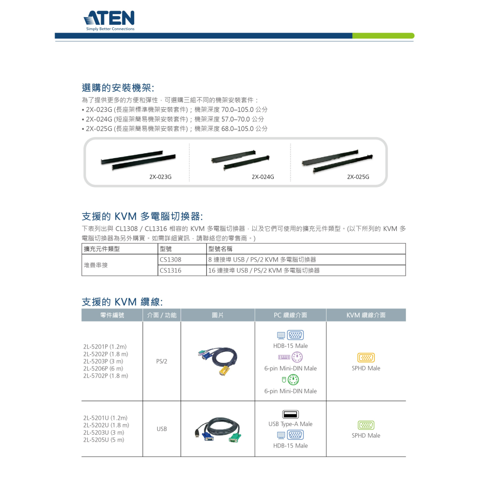 昌運監視器 ATEN 宏正  CL1308N 8埠PS/2-USB VGA單滑軌LCD KVM多電腦切換器-細節圖4