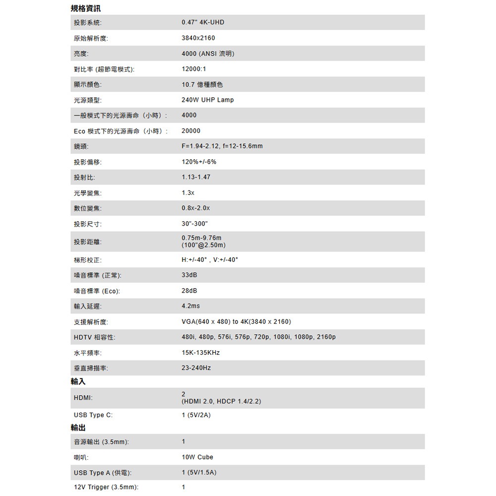 昌運監視器 ViewSonic PX749-4K 專為 XBOX 設計電玩娛樂超低延遲 4,000 ANSI流明投影機-細節圖5