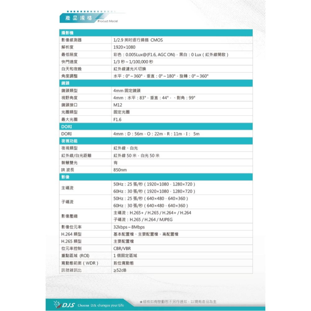 昌運監視器 DJS-2N1T3LS 200萬智慧雙光槍型網路攝影機 智慧雙光功能 內建麥克風-細節圖3