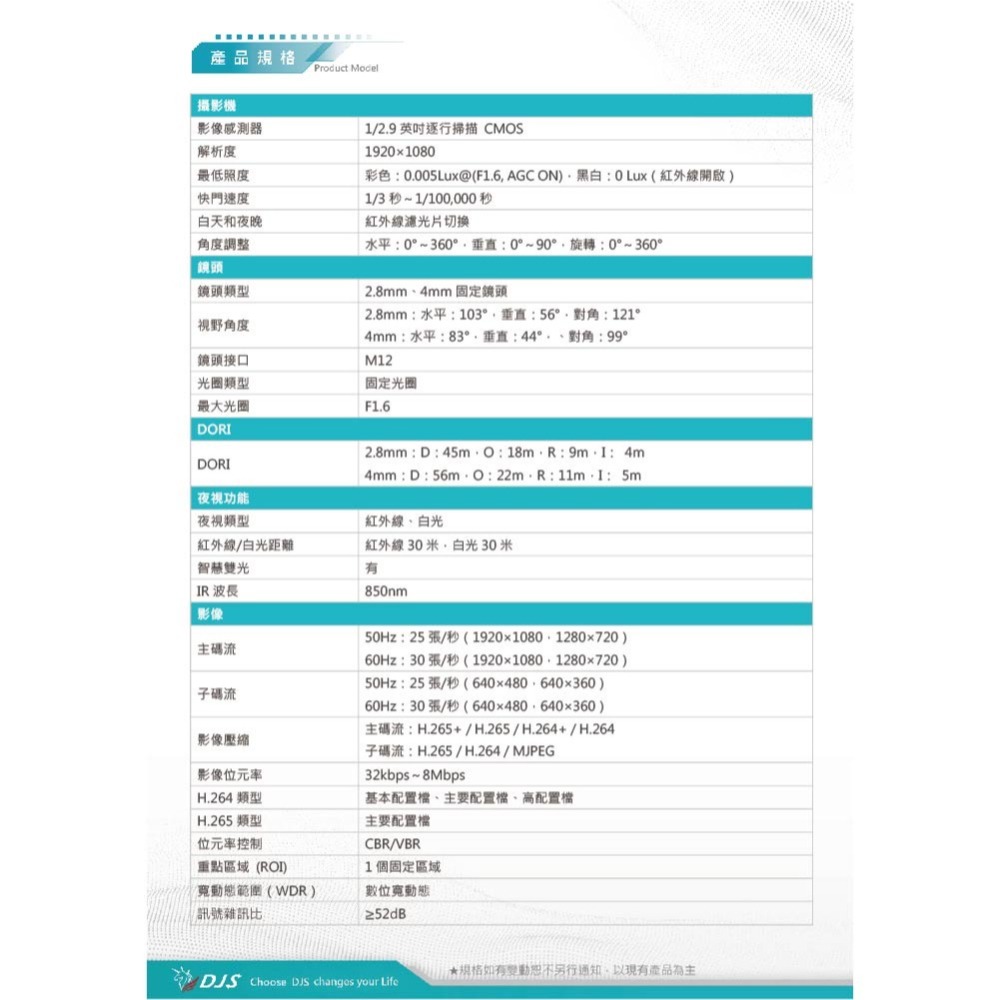 昌運監視器 DJS-2N103LS 200萬智慧雙光槍型網路攝影機 智慧雙光功能 內建麥克風-細節圖3