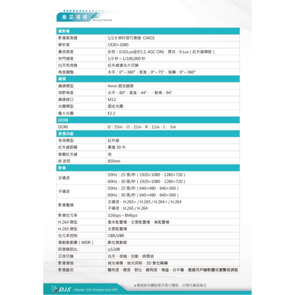 昌運監視器 DJS-2N131IRS 200萬紅外線半球型網路攝影機 內建麥克風-細節圖3