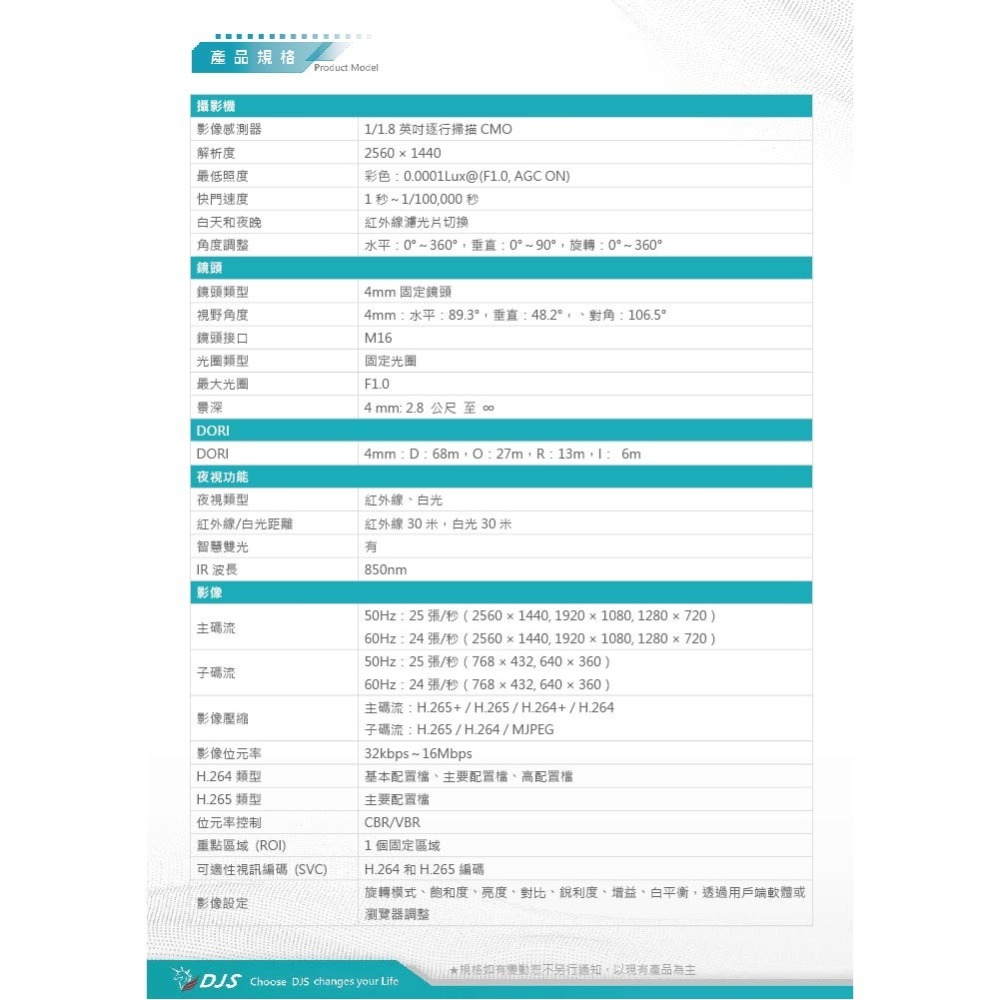 昌運監視器 DJS-4N107CLS-S 超星光全彩400萬智慧雙光槍型網路攝影機 智慧雙光功能 內建麥克風-細節圖3