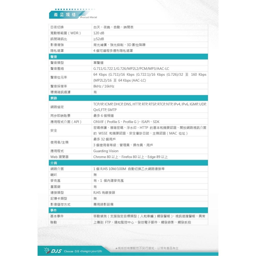 昌運監視器 DJS-4N107CLS-S 超星光全彩400萬智慧雙光槍型網路攝影機 智慧雙光功能 內建麥克風-細節圖4