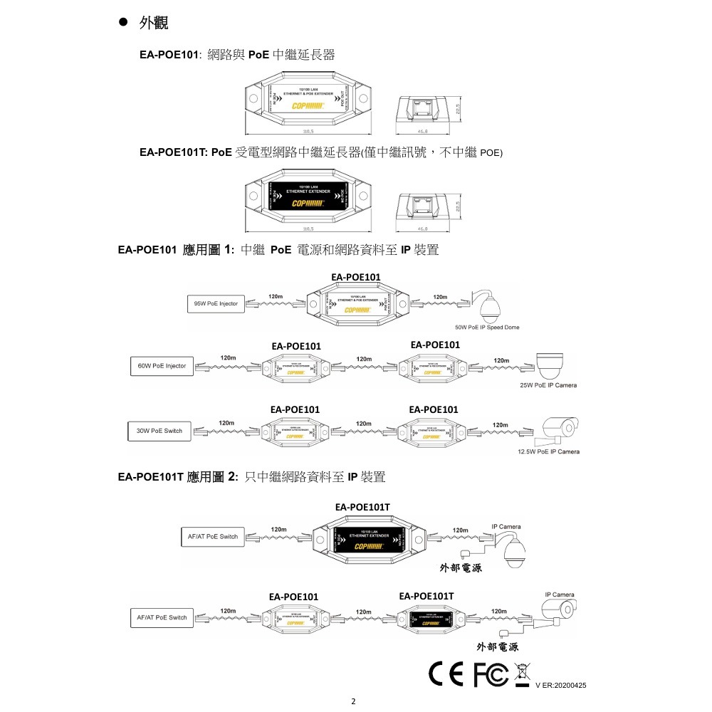 昌運監視器 室內型10/100M POE乙太網路傳輸延長器-細節圖3